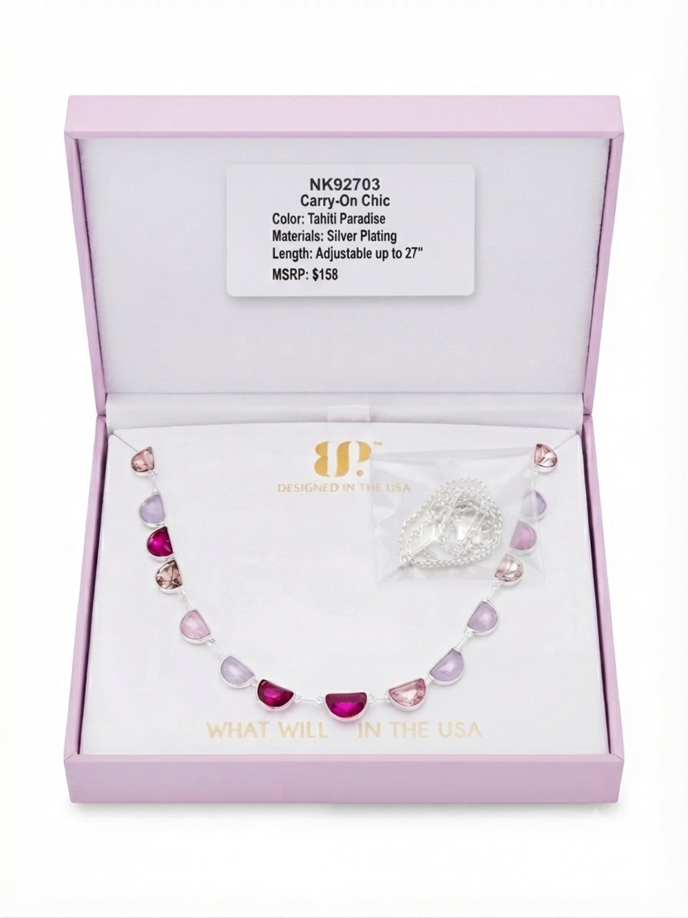 Multi-Tone Pink & Purple Glass Teardrop Necklace - Tahiti Paradise